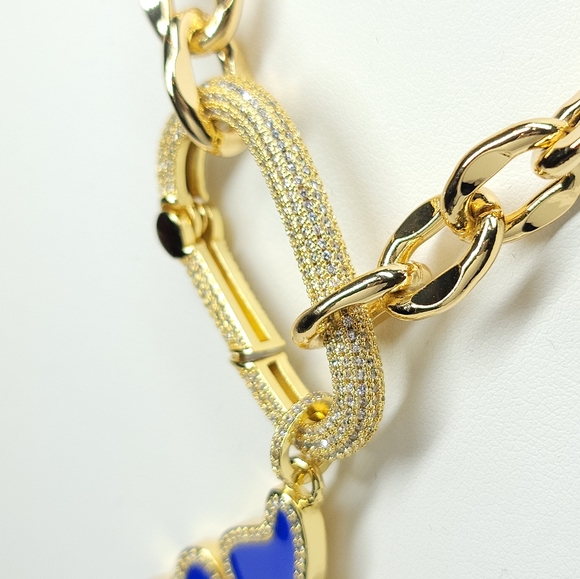 NEW Trendy Statement Pave CZ Carabiner Choker Necklace - Picture 8 of 10